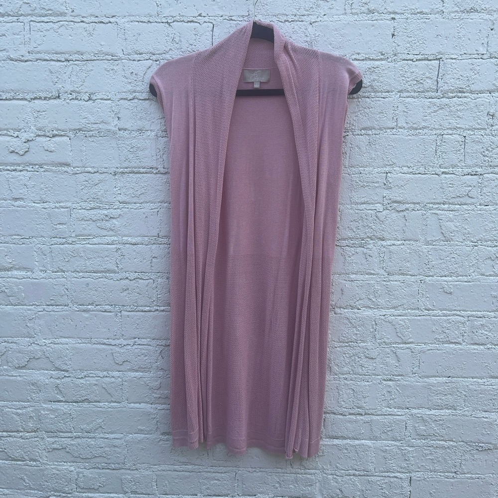 Joan Vass Pale pink long sweater vest sz S